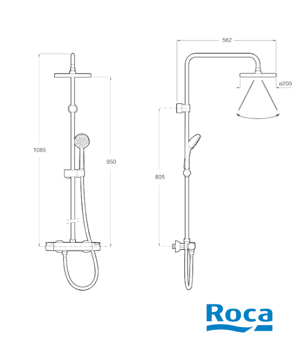 Columna ducha termostática Roca Victoria T-Basic