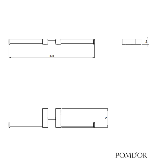 MEDIDAS PORTARROLLOS DOBLE SIN TAPA METRIC POM D'OR